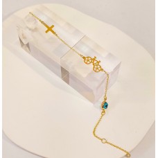 Παιδικό Βραχιόλι Χρυσό 9Κ - Ποδήλατο, Σταυρός και μπλε ματάκι (KID195)